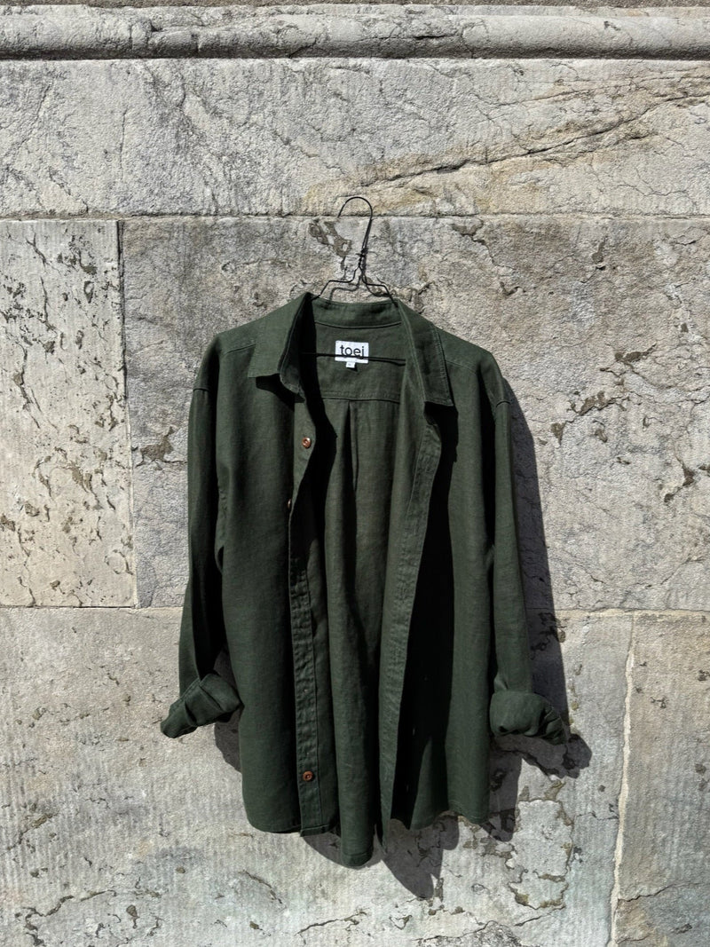 Camisa de cáñamo 100% orgánico verde oscuro
