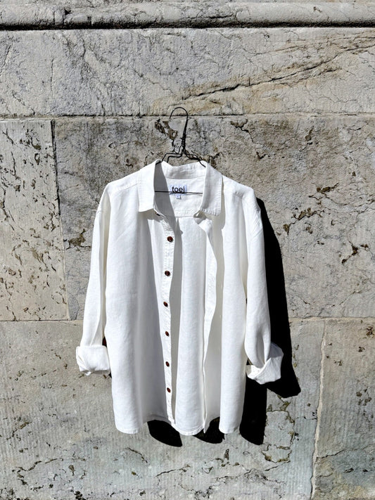 White 100% organic hemp shirt